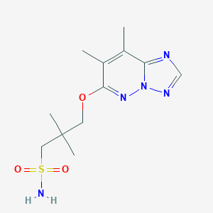 molecular formula C12H19N5O3S B134640 7,8-Dimethyl-6-(2,2-dimethyl-3-sulfamoyl-1-propoxy)(1,2,4)triazolo(1,5-b)pyridazine CAS No. 152537-58-1