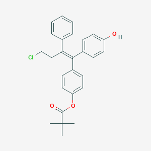 molecular formula C27H27ClO3 B134642 (E)-2,2-Dimethyl-propanoic Acid 4-[4-Chloro-1-(4-hydroxyphenyl)-2-phenyl-1-butenyl]phenyl Ester CAS No. 177748-18-4