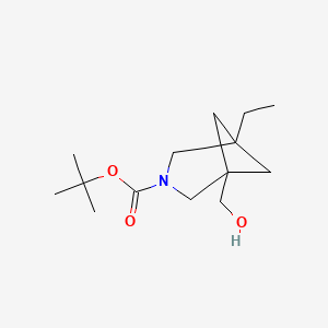 molecular formula C14H25NO3 B13464336 Tert-butyl 1-ethyl-5-(hydroxymethyl)-3-azabicyclo[3.1.1]heptane-3-carboxylate 