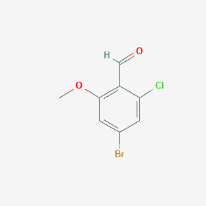molecular formula C8H6BrClO2 B13465039 4-Bromo-2-chloro-6-methoxybenzaldehyde 