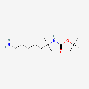 molecular formula C13H28N2O2 B13465088 tert-butylN-(7-amino-2-methylheptan-2-yl)carbamate 