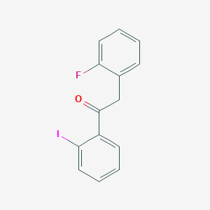B1346514 2-(2-Fluorophenyl)-2'-iodoacetophenone CAS No. 898784-73-1