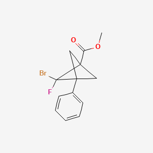molecular formula C13H12BrFO2 B13465140 Methyl 2-bromo-2-fluoro-3-phenylbicyclo[1.1.1]pentane-1-carboxylate 