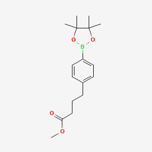 molecular formula C17H25BO4 B13465157 Methyl 4-[4-(4,4,5,5-tetramethyl-1,3,2-dioxaborolan-2-yl)phenyl]butanoate 
