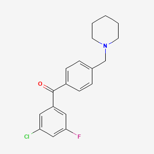 B1346520 3-Chloro-5-fluoro-4'-piperidinomethyl benzophenone CAS No. 898775-47-8