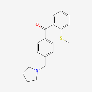 molecular formula C19H21NOS B1346521 4'-Pyrrolidinomethyl-2-thiomethylbenzophenone CAS No. 898776-20-0