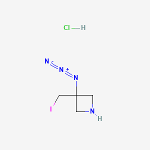 molecular formula C4H8ClIN4 B13465294 3-Azido-3-(iodomethyl)azetidine hydrochloride 