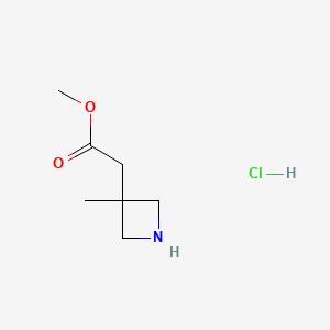 molecular formula C7H14ClNO2 B13465313 Methyl 2-(3-methylazetidin-3-yl)acetate hydrochloride 