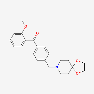 molecular formula C22H25NO4 B1346533 (4-(1,4-Dioxa-8-azaspiro[4.5]decan-8-ylmethyl)phenyl)(2-methoxyphenyl)methanone CAS No. 898757-49-8
