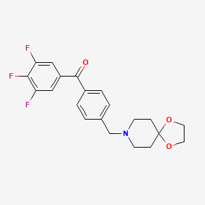 molecular formula C21H20F3NO3 B1346537 4'-[8-(1,4-Dioxa-8-azaspiro[4.5]decyl)methyl]-3,4,5-trifluorobenzophenone CAS No. 898758-52-6