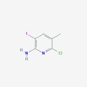 molecular formula C6H6ClIN2 B13465525 6-Chloro-3-iodo-5-methyl-2-pyridinamine 