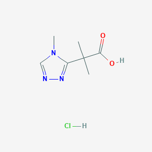 molecular formula C7H12ClN3O2 B13465531 2-methyl-2-(4-methyl-4H-1,2,4-triazol-3-yl)propanoic acid hydrochloride 