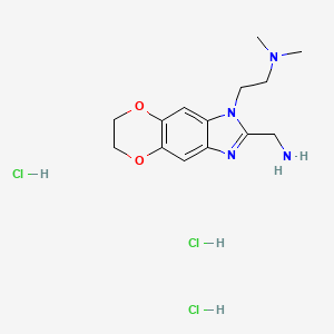 molecular formula C14H23Cl3N4O2 B13465559 1-{6-[2-(Dimethylamino)ethyl]-10,13-dioxa-4,6-diazatricyclo[7.4.0.0,3,7]trideca-1(9),2,4,7-tetraen-5-yl}methanamine trihydrochloride 