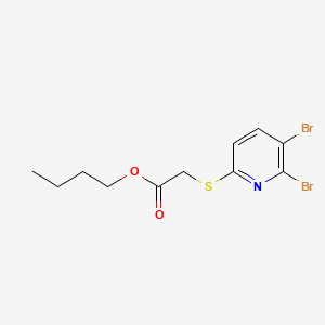 molecular formula C11H13Br2NO2S B13465603 Butyl 2-[(5,6-dibromopyridin-2-yl)sulfanyl]acetate 