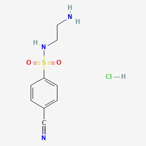 molecular formula C9H12ClN3O2S B13465961 N-(2-aminoethyl)-4-cyanobenzene-1-sulfonamide hydrochloride 