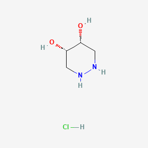 molecular formula C4H11ClN2O2 B13466023 (4R,5S)-1,2-diazinane-4,5-diol hydrochloride 