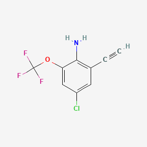 molecular formula C9H5ClF3NO B13466130 4-Chloro-2-ethynyl-6-(trifluoromethoxy)aniline 