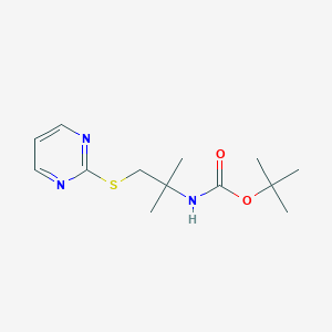 molecular formula C13H21N3O2S B13466221 tert-butyl N-[2-methyl-1-(pyrimidin-2-ylsulfanyl)propan-2-yl]carbamate 