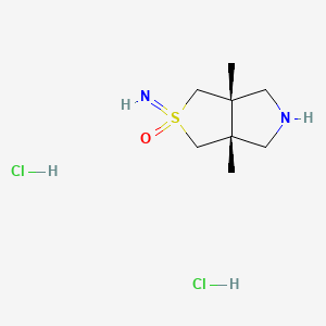 molecular formula C8H18Cl2N2OS B13466485 rac-(3aR,6aS)-2-imino-3a,6a-dimethyl-hexahydro-1H-2lambda6-thieno[3,4-c]pyrrol-2-one dihydrochloride 