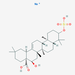 molecular formula C30H48NaO7S+ B134665 sodium;(4aR,5R,6aR,6aS,6bR,8aR,12aR,14bS)-5-hydroxy-2,2,6a,6b,9,9,12a-heptamethyl-10-sulfooxy-1,3,4,5,6,6a,7,8,8a,10,11,12,13,14b-tetradecahydropicene-4a-carboxylic acid CAS No. 152013-72-4