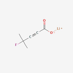 molecular formula C6H6FLiO2 B13466552 Lithium(1+) 4-fluoro-4-methylpent-2-ynoate 