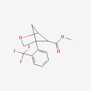 molecular formula C14H13F3O3 B13466617 Methyl 4-[2-(trifluoromethyl)phenyl]-2-oxabicyclo[2.1.1]hexane-5-carboxylate 