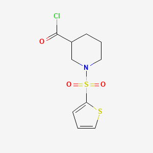 molecular formula C10H12ClNO3S2 B1346669 1-(2-Thienylsulfonyl)piperidine-3-carbonyl chloride 