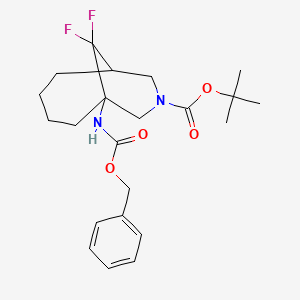 molecular formula C22H30F2N2O4 B13466871 Tert-butyl 1-{[(benzyloxy)carbonyl]amino}-10,10-difluoro-8-azabicyclo[4.3.1]decane-8-carboxylate 
