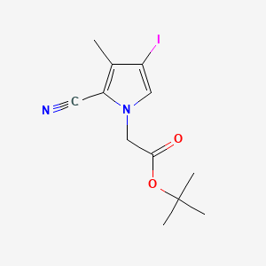 molecular formula C12H15IN2O2 B13466915 tert-butyl 2-(2-cyano-4-iodo-3-methyl-1H-pyrrol-1-yl)acetate 