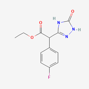 molecular formula C12H12FN3O3 B13466988 ethyl 2-(4-fluorophenyl)-2-(5-oxo-4,5-dihydro-1H-1,2,4-triazol-3-yl)acetate CAS No. 1520948-67-7