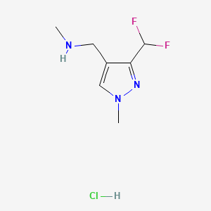 molecular formula C7H12ClF2N3 B13467070 {[3-(difluoromethyl)-1-methyl-1H-pyrazol-4-yl]methyl}(methyl)aminehydrochloride 