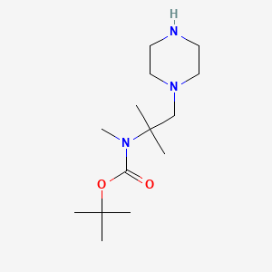 molecular formula C14H29N3O2 B13467115 tert-butyl N-methyl-N-[2-methyl-1-(piperazin-1-yl)propan-2-yl]carbamate CAS No. 2901099-72-5