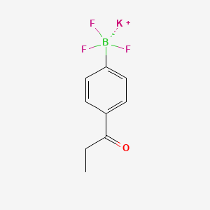 molecular formula C9H9BF3KO B13467203 Potassium trifluoro(4-propanoylphenyl)boranuide 