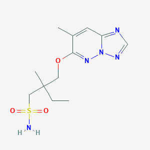 molecular formula C12H19N5O3S B134673 6-(2-Ethyl-2-methyl-3-sulfamoyl-1-propoxy)-7-methyl(1,2,4)triazolo(1,5-b)pyridazine CAS No. 152537-71-8
