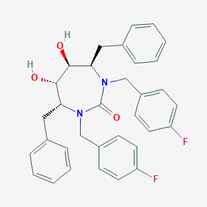 molecular formula C33H32F2N2O3 B134674 2H-1,3-Diazepin-2-one, 1,3-bis((4-fluorophenyl)methyl)hexahydro-5,6-dihydroxy-4,7-bis(phenylmethyl)-, (4R,5S,6S,7R)- CAS No. 153182-30-0