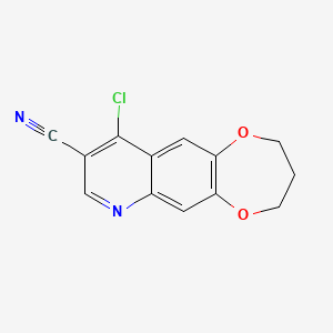 molecular formula C13H9ClN2O2 B1346777 10-chloro-2H,3H,4H-[1,4]dioxepino[2,3-g]quinoline-9-carbonitrile CAS No. 1017037-61-4