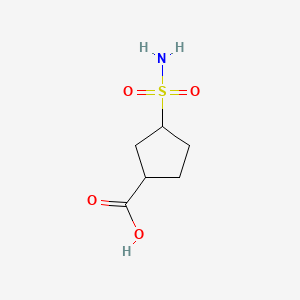molecular formula C6H11NO4S B13468733 3-Sulfamoylcyclopentane-1-carboxylic acid 