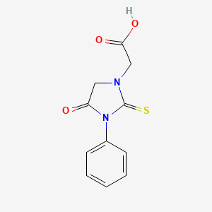 molecular formula C11H10N2O3S B1346903 1-Imidazolidineacetic acid, 4-oxo-3-phenyl-2-thioxo- CAS No. 62609-86-3