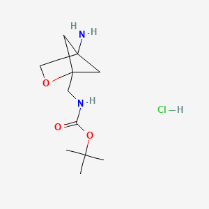 molecular formula C11H21ClN2O3 B13469139 tert-butyl N-({4-amino-2-oxabicyclo[2.1.1]hexan-1-yl}methyl)carbamate hydrochloride 