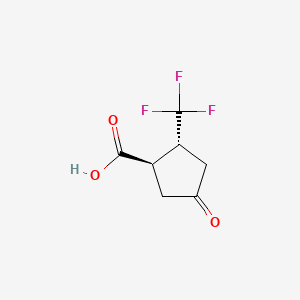 molecular formula C7H7F3O3 B13469673 rac-(1R,2R)-4-oxo-2-(trifluoromethyl)cyclopentane-1-carboxylic acid 