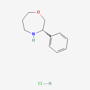 molecular formula C11H16ClNO B13469778 (3S)-3-phenyl-1,4-oxazepane hydrochloride 