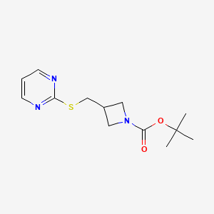 molecular formula C13H19N3O2S B13469824 Tert-butyl 3-[(pyrimidin-2-ylsulfanyl)methyl]azetidine-1-carboxylate 