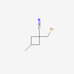 molecular formula C7H10BrN B13470095 1-(bromomethyl)-3-methylcyclobutane-1-carbonitrile, Mixture of diastereomers 