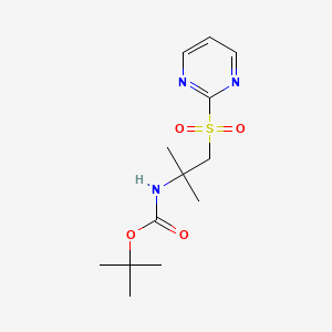 molecular formula C13H21N3O4S B13470529 tert-butyl N-[2-methyl-1-(pyrimidine-2-sulfonyl)propan-2-yl]carbamate 