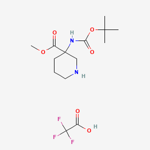 molecular formula C14H23F3N2O6 B13470666 Methyl 3-{[(tert-butoxy)carbonyl]amino}piperidine-3-carboxylate, trifluoroacetic acid 