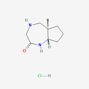molecular formula C9H17ClN2O B13470694 rac-(5aR,8aS)-5a-methyl-decahydrocyclopenta[e][1,4]diazepin-2-one hydrochloride 