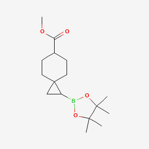 molecular formula C16H27BO4 B13470740 Methyl 1-(tetramethyl-1,3,2-dioxaborolan-2-yl)spiro[2.5]octane-6-carboxylate 