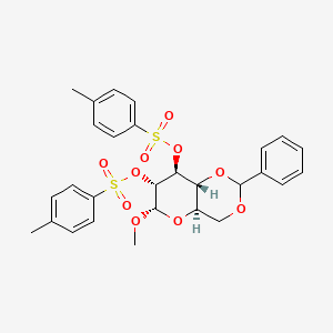 molecular formula C28H30O10S2 B1347085 [(4aR,6S,7R,8S,8aR)-6-methoxy-7-(4-methylphenyl)sulfonyloxy-2-phenyl-4,4a,6,7,8,8a-hexahydropyrano[3,2-d][1,3]dioxin-8-yl] 4-methylbenzenesulfonate CAS No. 6884-01-1
