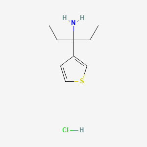molecular formula C9H16ClNS B13471165 3-(Thiophen-3-yl)pentan-3-amine hydrochloride 