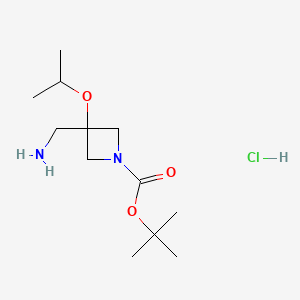 molecular formula C12H25ClN2O3 B13471340 Tert-butyl 3-(aminomethyl)-3-(propan-2-yloxy)azetidine-1-carboxylate hydrochloride 